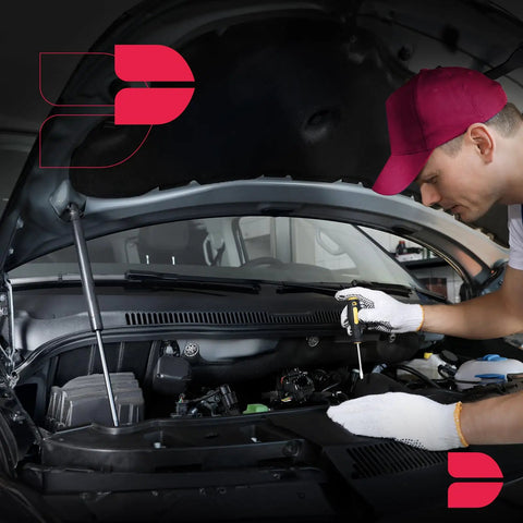 Mechanic installing Front Hood Lift Supports And Gas Struts For Explorer 2002 2010 Rust Resistant Hood Shocks Pair OE Fit