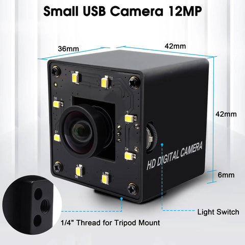 12MP USB Camera With Light For Crisp 4K Streaming And No Fuss Ultra Smooth 1080P 120fps Recording IMX577 Low Light Sensor Plug And Play