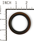 Oil Seal Replacement For Small Gasoline Engines 210000 310000 400000 440000 Replaces 791892 690947 499145 OEM Genuine Part For Lawn Mowers Tillers And Power Equipment black seal shown with inch ruler