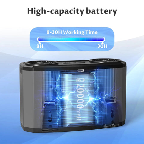 High-capacity battery of Waist Belt Portable Fan With Rechargeable Battery, Hands Free Wearable Personal Cooling, Up To 30 Hours Of Runtime