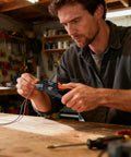 Workhorse Ratcheting Wire Crimping Tool With AWG 22 To 14 Carbide Jaws And Solid Grip for precise wire connections in home workspace.
