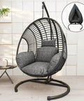 Cozy Hanging Egg Chair With Stand For Indoor And Outdoor Living, Perfect Patio Or Balcony Chill Spot, Wicker Swing Hammock With UV Resistant Cushions