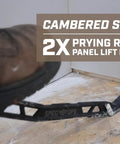 18 Inch Flat Pry Bar Crowbar With Skeletonized Lightweight Design being used for panel lift on wooden surface