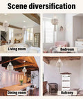 Handmade Macrame Chandelier Plug In Woven Hanging Lamp With On Off Switch 15Ft Hemp Rope Boho Pendant Light in living room, bedroom, dining room, and balcony settings.