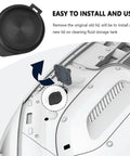 Image showing the installation of Must Have Windshield Washer Fluid Cap Replacement For Toyota Highlander And Lexus, OEM 85316-48060, Durable Reservoir Cap For Easy Fill And Leak Free Performance, A Slick Car Care Accessory For SUVs on a car's fluid storage tank.