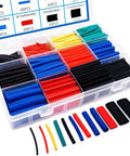 560 Piece Heat Shrink Tube Kit With 2 To 1 Shrink Ratio, 12 Sizes, 5 Colors in plastic box with tubing set laid out