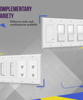 Decorator Light Switch Or Receptacle Wall Plate With Gloss Finish, 4-Gang, 4.50 x 8.19 Inches, White, Standard Size, Built Tough Polycarbonate Thermoplastic Construction, 8834-W shown in complementary designs