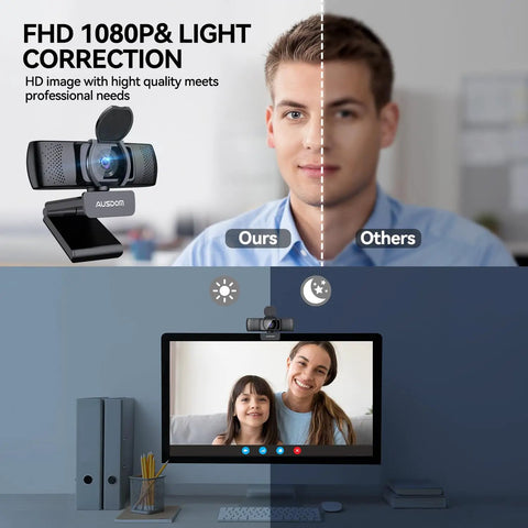 Straight Up Crisp 1080P Full HD Webcam With Dual Echo Busting Mics And 90 Degree Wide Angle View Plug And Play USB Camera for clear video quality.