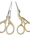 Stainless Steel Embroidery Scissors Set 2 Pcs 3.6 Inch Gold Tone Small Shears For Sewing Crafting Needlework Thread Cutting Premium Quality Durable Anti Rust Pointed Tip Pro Grade Essentials showcasing intricate handle details