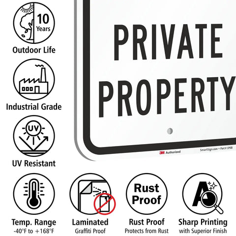 Heavy Duty Reflective Aluminum Sign For Private Drives And Home Grounds Tough As Nails Weatherproof Outdoor Marker showcasing features like rust proof and UV resistant.