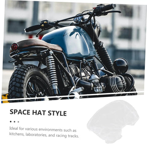 50 Pack Top Shelf Disposable Nonwoven Hair Nets For Cleanrooms And Kitchen Sites Sit Slick With Snag Free Elastic Bands Lock Down Loose Strands Block Dust Particles For Factory Work Or Lab Shifts Real Deal Quality on a stylish motorcycle background.