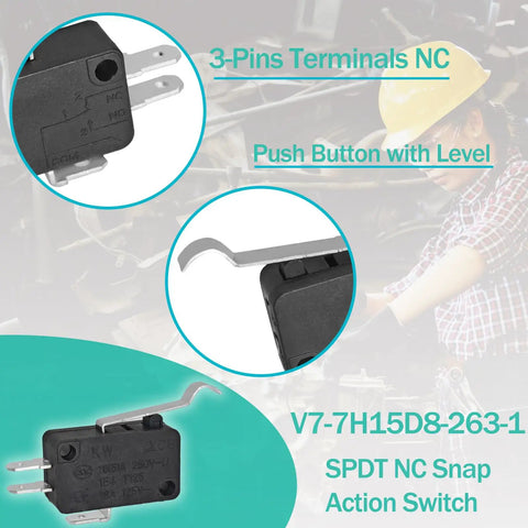 Industrial SPDT Micro Switch With Roller Lever Snap Action, built to last heavy-duty industrial-grade replacement, side view