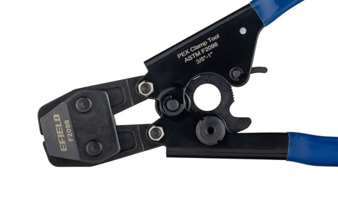 Pro Grade Pex Cinch Clamp Crimp Tool Kit With Stainless Steel Clamps Ratchet Self Release Metal Pipe Cutter close-up view