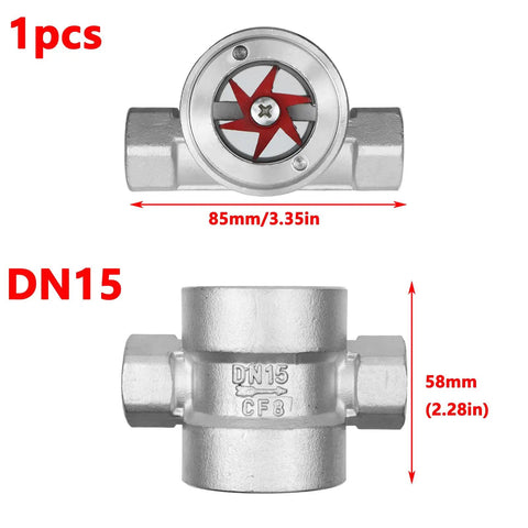 Half Inch Npt Female Flow Indicator With Window Sight Glass And Impeller for water pipes, 304 stainless steel, side view