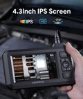 Person using Dual Lens 1080P Endoscope Camera With Light 4.3 Inch IPS Display And 16.5 Foot Snake Cable for engine inspection