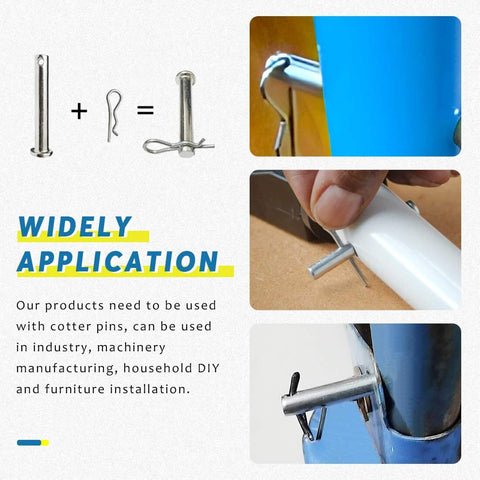 304 Stainless Steel Clevis Pins Set, Flat Head Single Hole Assortment Kit, 12 Sizes, 44 Pieces, M3 To M5 Pins shown in use on machinery