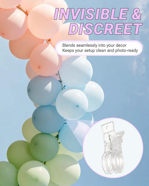 10 Pack 3.5 Inch Clear Plastic Balloon Arch Clips Spring Clamps For Photography Studio Backdrops