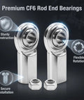 Heavy Duty 3/8 Inch Bore Rod End Bearings With Right Handed Female Thread And Jam Nuts Built Like A Tank For Hydraulic Auto Machinery Rock Solid Wear Resistant Steel Construction 2 Pack, with robust design and lock nuts.