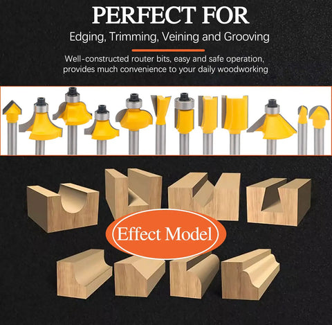 Roundover Router Bit Set With 1 Quarter Inch Shank 15 Piece Carbide Bits For Woodworking DIY Projects Built Tough anti kickback