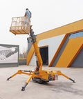 Heavy Duty Hydraulic Crawler Crane With 5 Ton Portable Electric Hoist And Guarded Platform on site lifting a worker.