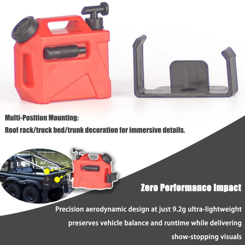 2 Pack Mini RC Fuel Tank Set For 1 To 16 Scale RC Cars And Static Models High Fidelity Oil Can with bracket, red ABS plastic