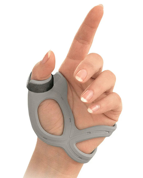Rhizo Forte Thumb Brace for Left Hand Gray Medium Pain Relief by Limiting Thumb Movement While Keeping Wrist and Fingers Free
