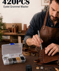 Built Dang Tough 420 Leather Grommet And Eyelet Kit With Three Heavy Duty Steel Punches For Canvas Tarps And Upholstery Makeovers, featuring grommet set and punches.