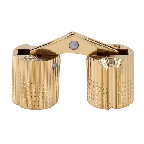 Polished Brass Hidden Cabinet Hinges, 10 Pcs M10x22mm, 180 Degree Opening Concealed Cylindrical Hinges For Jewelry Boxes