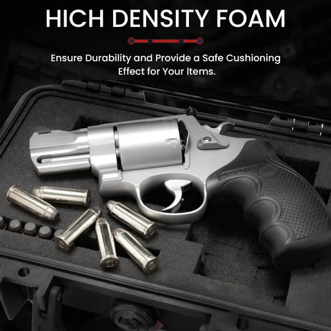 Four Pack Gun Case Foam Inserts Precut Black Foam Padding 16 By 12 By 2 Inch With Precisely Scored Grids For Easy Custom Compartments Protect Firearms Electronics Tools And Gear With Dope Shock Absorption, revolver in foam case