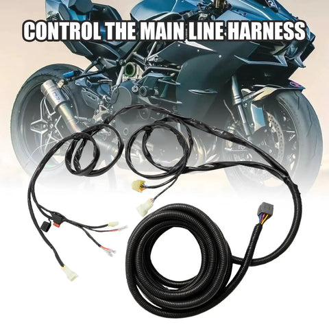 Replacement Suzuki Outboard Engine Controller Box Wiring Harness 16 Pin 20 Ft Marine Grade Water Resistant Harness Replaces 36620-93J01 Saltwater Ready Durable Marine Solution For Harsh Conditions with motorcycle in background