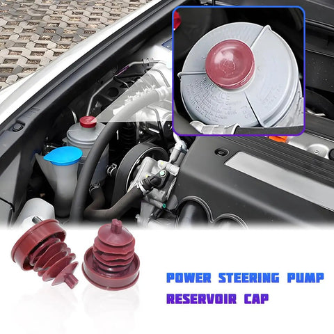 Built Tough 2 Pack Hydraulic Power Steering Pump Reservoir Cap Plug Cover Direct Fit Swap For Honda Odyssey Pilot Prelude Ridgeline CL MDX under hood view with caps.