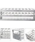Premium Aluminum Test Tube Rack Stand For Lab Safety Small Test Tubes Metal Holder side view shows durable tray for labs