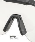 Close-up of non-slip nose piece on Heavy Duty Safety Glasses With Anti Fog Scratch Resistant Lenses for secure fit.