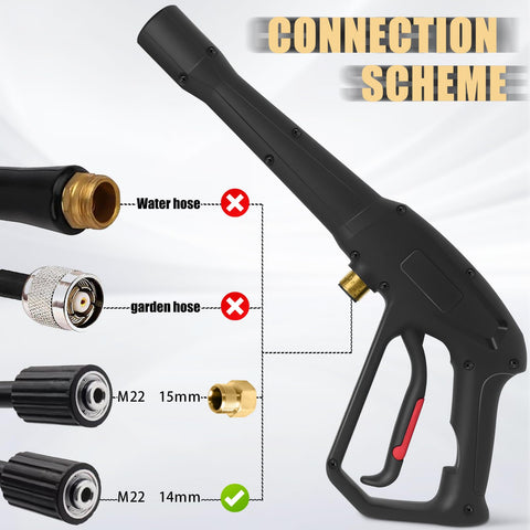 Pressure Washer Gun Replacement Kit With Jet Wand And Five Nozzles, Wide Compatibility for Ryobi, Karcher, Greenworks and PowerStroke