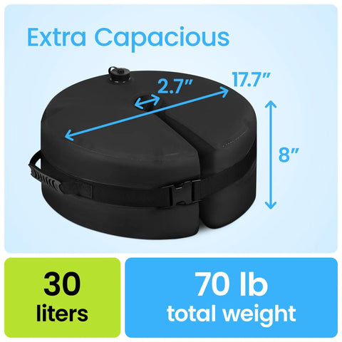 Windproof Patio Umbrella Base Weight Water Bag With Side Slot Opening Easy Fill Sturdy Round Base