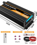 Heavy Duty Badass 2500 Watt Power Inverter Converts 12V Dc To 120V Ac For Trucks And Camper Trailers with remote control and accessories.