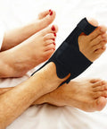 Overnight Bunion Corrector For Men And Women, Big Toe Straightener Night Splint on foot, black brace, memory steel plates visible