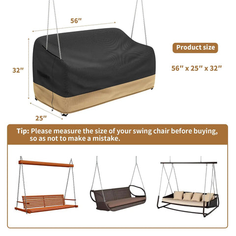 Heavy Duty Hanging Porch Swing Cover Waterproof Outdoor Swing Chair Cover Tear Resistant All Weather Patio Furniture Shield Fits 56 L X 25 W X 32 H Inches covering swing