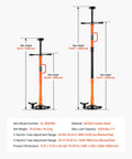 Legit Heavy Duty Underhoist Support Stand With Adjustable Height And Smooth Bearing Handle For 2204 Lb Rides shown in two height settings.