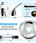 Dimensions of Shower Handle Renovation Kit For Delta RP6046 And 600 Series Valves with diverter and chrome trim