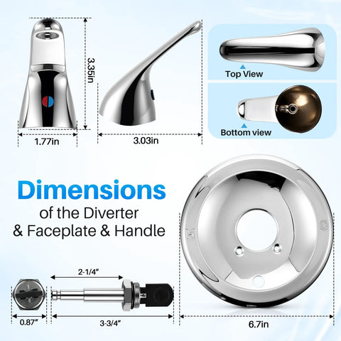Dimensions of Shower Handle Renovation Kit For Delta RP6046 And 600 Series Valves with diverter and chrome trim
