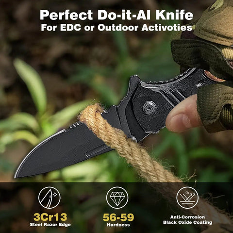 Person using Personalized Groomsmen Pocket Knife Gift For Best Man And Groom Custom Engraved Folding Knife for cutting rope