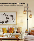 68-inch two light rattan floor lamp with independent control switch rustic farmhouse tall standing lamp in cozy living room setting