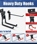 Close-up of heavy-duty U-hook from 25 Piece Slat Wall Storage Kit With 3 Baskets And 22 Hooks, featuring wide plate and anti-slip coating.
