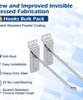 Heavy Duty 6 Inch Slatwall Hooks Set In Silver, 96 Pack showing anti-slip 5mm wire with 45-degree tilted tip in retail setting