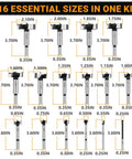 Top Shelf Forstner Bit Set With Sixteen Heavy Duty Wood Drill Bits Cutting Perfect Flat Bottom Holes On Plywood And Softwood For Cabinet Making And Garage Shop Builds Straight Up No Sweat Performance, showing 16 drill bit sizes in one kit.