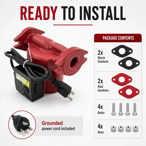 Heavy Duty Hot Water Circulation Pump Made Tough To Crush High Head Loads One Eighth HP 115 Volt with power cord.