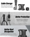 Heavy Duty Wall Mount J Hook Bracket To Store J1772 EV Charger Cables with alloy design for heat dissipation and protection.