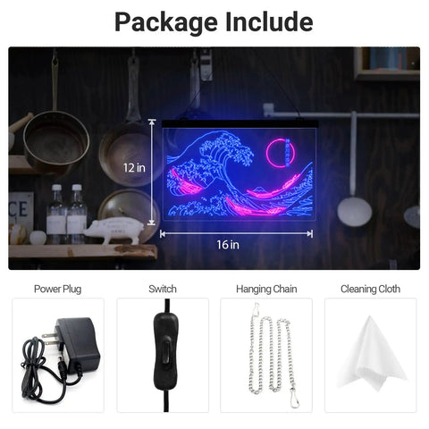Great Wave Off Kanagawa LED Neon Sign Blue Pink Wall Art Dope Ukiyoe Inspired Neon Light For Living Room Bedroom 12x16 Inches Modern Room Decor Vibe Now