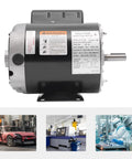 Half Horsepower Single Phase Electric Motor With 3450 RPM 115 To 230 Volt IP23 Protection Beefy Workhorse Build For Metal Cutting Machines Pumps And Fans, side view